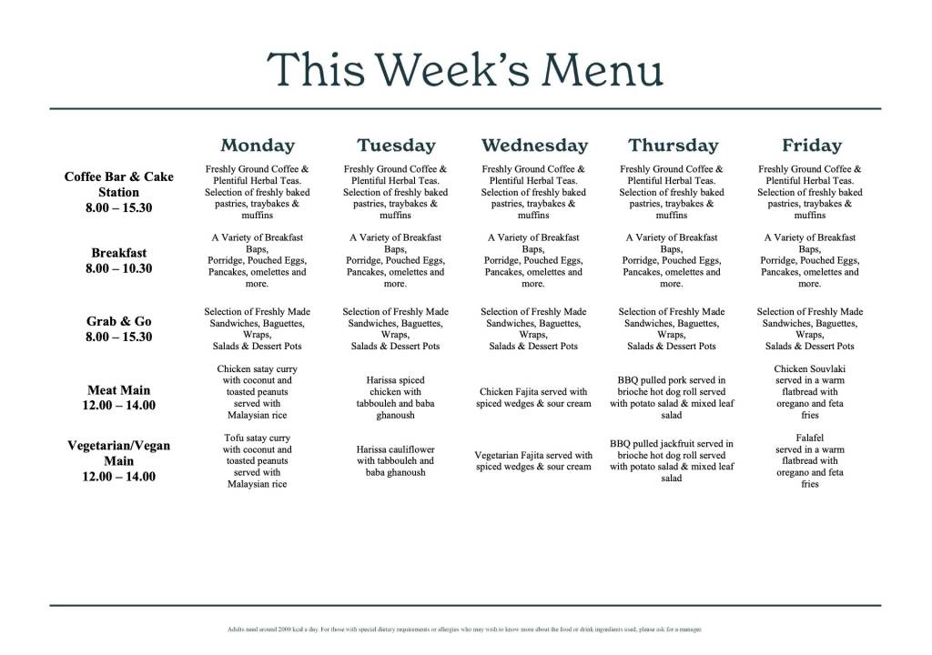 Menu fri 8th aug